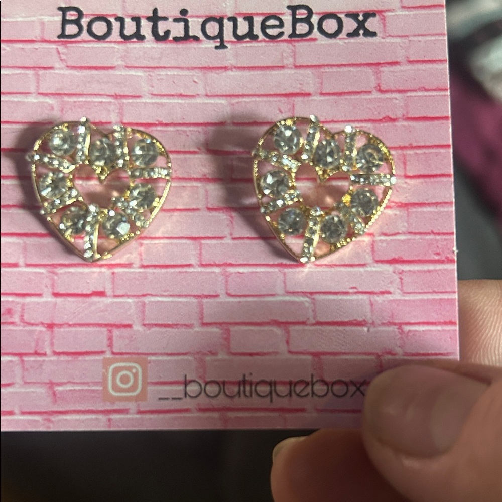 Heart Shaped Crystal Earrings